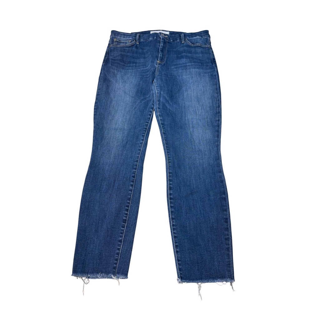 Frank & Eileen Sligo Slim Leg Raw Hem Jeans Blue Wash Womens Size 31X26 Made USA